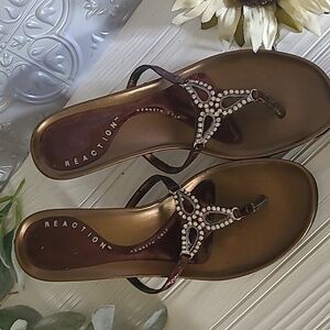 Kenneth Cole Reaction Bronze with rhinestones heels size 6-1/2